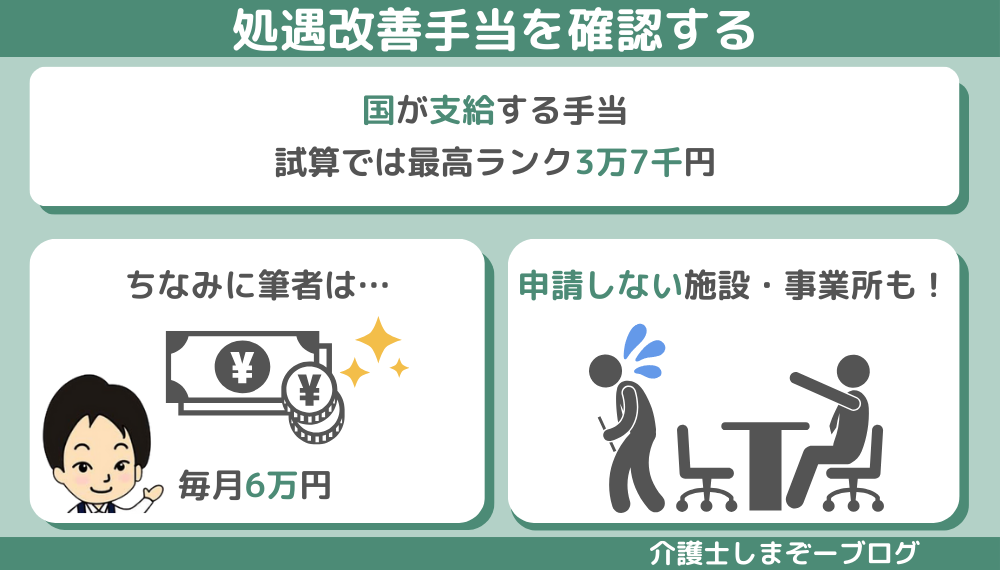 ⑤面接、見学で処遇改善加算を確認