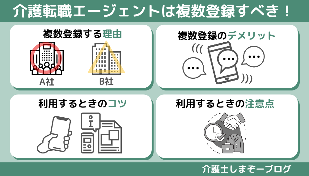 介護転職エージェントは複数登録すべき！その理由とデメリットを解説